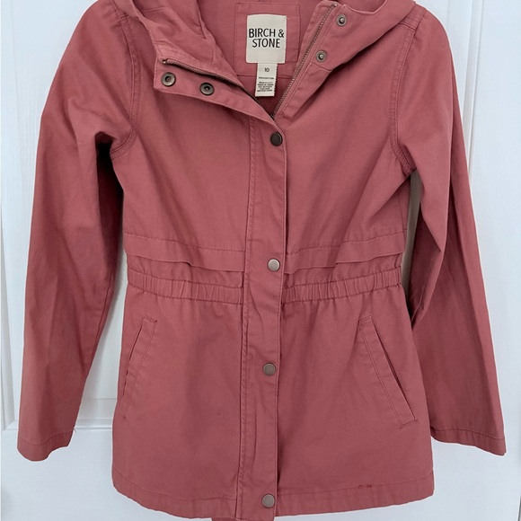 Birch And Stone Other - Birch & Stone Girl’s Dusty Pink Hooded Lightweight Utility Jacket Size 10